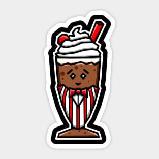 Cute Chocolate Milkshake in Soda Jerk (Clerk) Uniform Gift for Chocolate Lovers - Chocolate Milkshake Sticker